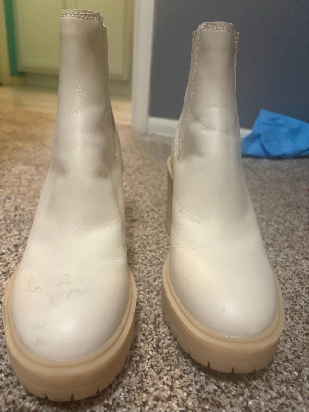Dolce Vita Cream-White Chunky Chelsea Booties with Lug Sole - Picture 2 of 4